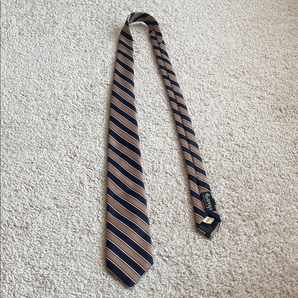 Resilio Slim Navy and Tan Striped Tie